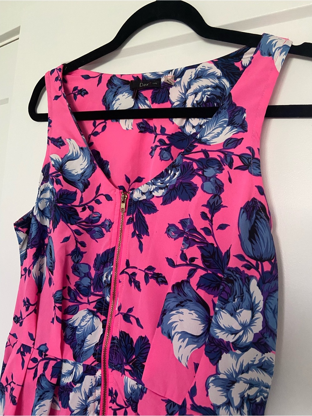 Dex Hot Pink and Blue Floral Summer Sleeveless Dress - Picture 2 of 15